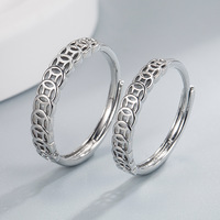 Bague de couple rétro coréenne, bague jumelée en cuivre pour hommes et femmes, bague de mariage simple à bouche ouverte