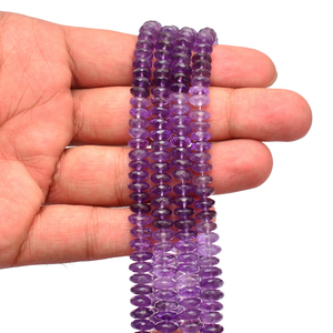Multi amatista púrpura 6mm-8mm disco/platillo/rueda cuentas facetadas 14 "hebra amatista Africana Natural piedra preciosa corte alemán Rondelle - Product Image 4