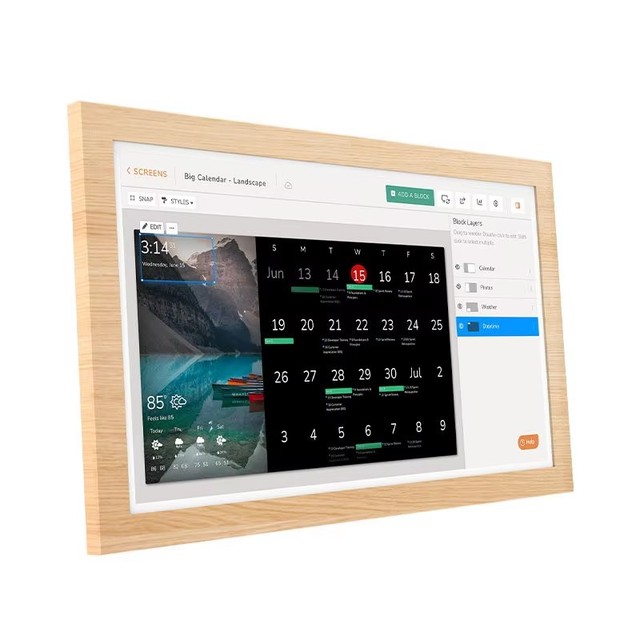 15.6inch Mp3 Mp4 Clock 1080p Wifi Cloud Album Digital Photo Wood Frame Android 13 Touch Screen for Family Home Art Decor
