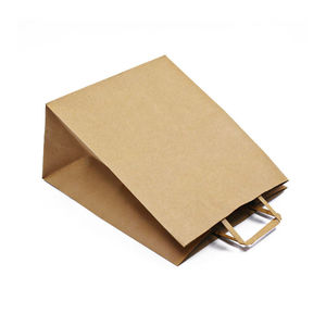 Sac en papier kraft recyclable avec logo personnalisé, laminé, avec poignées, pour vêtements, aliments à emporter et emballages cadeaux - Product Image 4