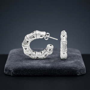 Pendientes étnicos redondos en forma de C de plata de ley 925 [dia. 5.5 mm] - Product Image 3