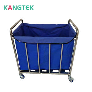 Chariot à linge sale d'acier inoxydable de clinique médicale d'hôpital de KANGTEK avec le sac en toile - Product Image 2