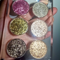 Vente en gros de 6 couleurs d'ombre à paupières en plastique riche en pigments, paillettes métalliques claires, personnalisez votre propre palette d'ombres à paupières design