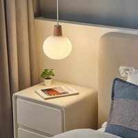 Lustre en bois massif et verre à hauteur réglable pour chambre et salle à manger, luminaire LED moderne et minimaliste crème pour comptoir de café et bar