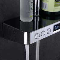Mitigeur de douche mural thermostatique numérique moderne en laiton chromé poli pour salle de bain, avec barre coulissante et douche pluie apparente