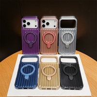 Coque de téléphone antichoc de luxe à rayures avec support magnétique pour bagages pour iPhone 11 12 13 14 15 16 17 Pro Max 17 Air