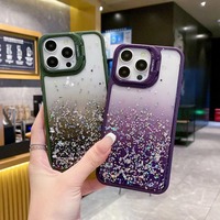 Coque de téléphone portable en acrylique liquide scintillant avec support d'appareil photo, accessoire de protection arrière pour iPhone 11 12 13 14 15 16 17 18 Pro Max
