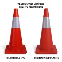 Cône de signalisation routière SMT incassable en PVC de 60 cm, monobloc, à rebondissement, pylon de sécurité résistant aux intempéries, orange fluorescent haute intensité