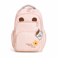 Sac à dos unisexe décontracté et mignon avec sangle de chariot, grande capacité, en tissu Oxford, oreilles d'animaux, poches latérales en maille, coussin d'air