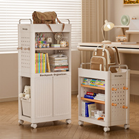 Étagère de rangement pour livres pliable en plastique PP multi-niveaux mobile, pratique, chariot latéral de table pour étudiants, étagère de rangement pour la vie quotidienne