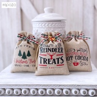 Promotion : Mini sac citrouille personnalisé en toile de jute avec cordon de serrage, idéal pour décoration de table à étages et pochette cadeau pour bonbons de Noël