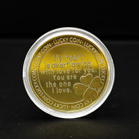 Pièces de monnaie en métal souvenir en or et argent, motif roses pour couple, 'Aimé-aimée pour toujours', pièce porte-bonheur de mariage, avec boîte en acrylique, vente en gros