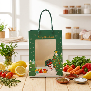 Custom Pattern Printed Christmas Merchandise <b>Paper</b> <b>Bags</b> Direct Vietnam Manufacturer Twisted <b>Paper</b> Handles <b>Carrier</b> <b>Bags</b> - Product Image 1