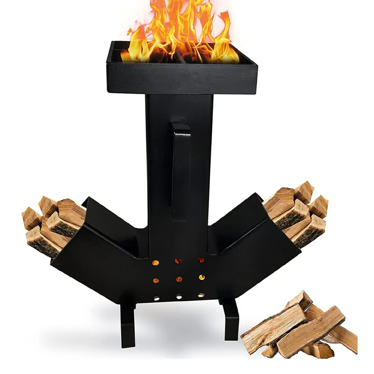 Jh-Mech Dubbelzijdige Grote Brandstofkamer Desgin Outdoor Camping Houtgestookte Raketkachel