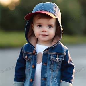 OEM <span class=keywords><strong>giacca</strong></span> di jeans con cappuccio personalizzato per bambini bambini Unisex neonati ragazzi blu Denim giacche per bambini - Product Image 6