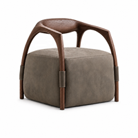 Fauteuil lounge moderne de luxe en bois noir, fauteuil d'appoint suspendu en forme de cube avec structure en chêne cintrée pour projets de villas et d'hôtels