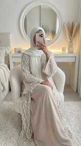 <span class=keywords><strong>Abbigliamento</strong></span> Islamico Tradizionale di Lusso Personalizzato per Donne, Set di 2 Pezzi con Perline e Paillettes, Abaya Aperta da <span class=keywords><strong>Donna</strong></span> all'Ingrosso - Product Image 5