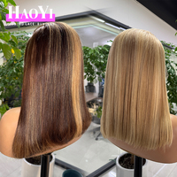 Perruque frontale en dentelle HD 12A en cheveux naturels, Perruque en cheveux vietnamiens Super Double Drawn, Perruques frontales en dentelle en cheveux humains naturels colorés lisses coupe bob