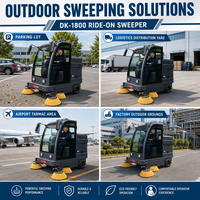 DIKE New Ride Sweeper, balayeuse de voirie, largeur de balayage 1900 mm, 12000 m²/h, bac à poussière 185 L, réservoir d'eau 130 L, 36 V, balayeuse industrielle