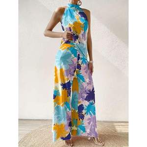 ชุดเซ็ต 2 ชิ้นสำหรับผู้หญิง รุ่นคัสตอม 2026 เสื้อแขนกุดแบบผูกคอ กางเกงขายาวเอวสูงทรงตรง ผ้าชีฟอง สวมใส่สบายๆ สำหรับฤดูใบไม้ผลิและฤดูร้อน ระบายอากาศได้ดี - Product Image 2