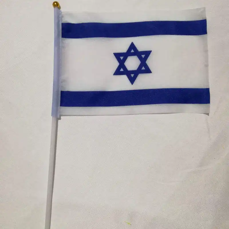 عصا يد إسرائيلية صغيرة مخصصة تحمل بكرة تلوح صغيرة أعلام إسرائيل الوطنية