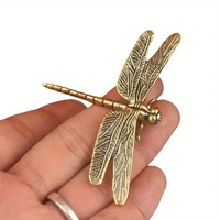 Elegante Mini Figura de Libélula Grabada en Hierro y Cobre, Troquelada, Impresa, Chapada en Oro, Decoración para el Hogar, Adorno de Escritorio