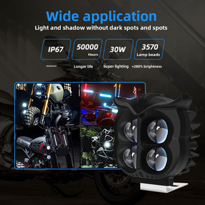 Sistema de iluminación auxiliar externo de plástico de nueva generación de 30W, faros LED eléctricos para motocicleta con lente bicolor de búho de 4 ojos - Product Image 5