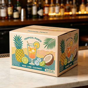 Boîte à cocktails tropicaux personnalisée, esthétique, imprimée en offset, livraison express 72H, emballage en carton recyclable pour fêtes - Product Image 2