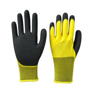 Guantes de algodón recubiertos de goma de nitrilo <span class=keywords><strong>azul</strong></span> Guantes de seguridad de trabajo con forro de látex Doble - Product Image 3