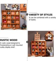 Étagère murale carrée en bois vieilli style rétro, présentoir créatif à 16 compartiments, boîte de rangement murale pour articles divers