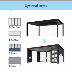 Pérgola Bioclimática con Persianas Automáticas, Sensor de Viento, Control Remoto, Sensor de Lluvia, Cierre Automático, <span class=keywords><strong>Techo</strong></span> Ajustable, Iluminación LED - Product Image 2