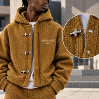 Ensemble de survêtement en jean 2 pièces personnalisé OEM pour homme, style cowboy, avec veste à capuche à fermoir pompier et pantalon en jean