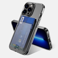 Uslion — coque de téléphone 2 en 1 avec porte-cartes de crédit, étui Transparent, résistant aux chocs, portefeuille de cartes, pour iPhone 13 Pro max