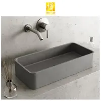 BOTON taş Oval çimento lavabo beton tezgah yuvarlak yıkama el havzası tasarımları banyo gri beton lavabo