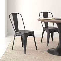 Silla de Comedor Apilable de Acero Metálico Estilo Industrial para Restaurante, Bistro, Cafetería, Tipo Tolix
