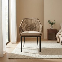 Ensemble de table et chaises de salle à manger empilables en osier moderne et écologique pour hôtel, villa, entrepôt, parc, utilisation en extérieur