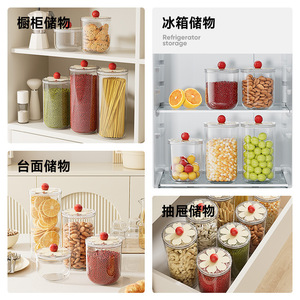 Contenedor Redondo Transparente para Almacenamiento de Alimentos de 900 ml, 1400 ml, 2000 ml, 2600 ml, con Tapa Hermética de Cierre a Presión para Granos, Bocadillos y Frutos Secos - Product Image 2