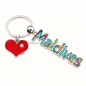 Porte-clés Souvenir Îles Maldives Hawaï <span class=keywords><strong>Tahiti</strong></span> Cœur Dessin Animé Lettres Personnalisées Vente en Gros Breloques de Sac en Métal avec Logo Personnalisé - Product Image 1