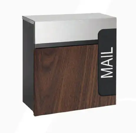 New Design Modern Mailbox Metal Outdoor Post Mail Box With Wooden Letter Box Mailboxes