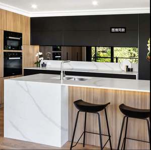 Projet de villa aux États-Unis, design de meubles de cuisine de style moderne, ensembles d'armoires de cuisine noires de haute qualité pour l'intérieur - Product Image 2