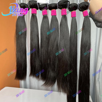 Extensiones de Cabello Humano Virgen Brasileño 100% 10A, Cabello Peruano Largo de 40 Pulgadas, Cabello Indio Malayo con Cutícula Recta, 32 34 36 38