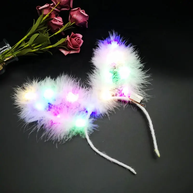 Light up Headband Colorful Feather Crown Headband Luminous Flower Crowns for Women Girls Birthday Wedding Party Gift