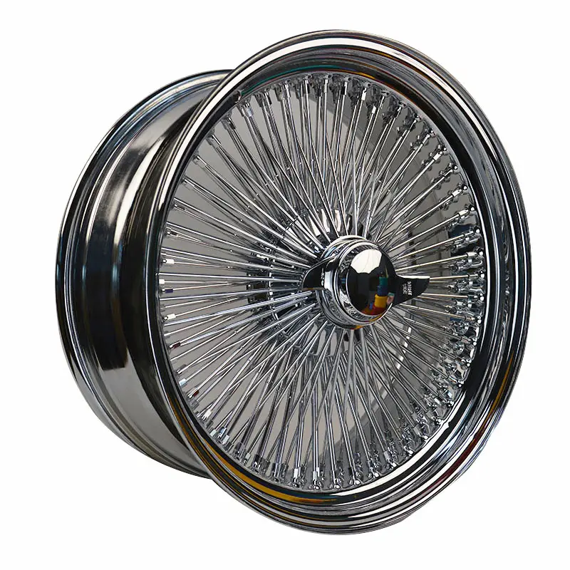 Gold/Silver 13 14 15 17 18 20 22 Inch Cross/Straight Lace Spoke Standard/Reverse 72 100 Spokes Customized Wire Wheels