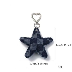 Hot Selling <b>Creative</b> Denim Star Heart Bag Car Keychain Accessories Pendant Modern Portable Welcome <b>Gifts</b> - Product Image 6