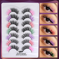 7 Paar 3D Farbige Synthetische Wimpern Set Maschinengefertigt für Festliche Silvester-Cosplay-Partys Bühnen-Make-up-Aufführungen