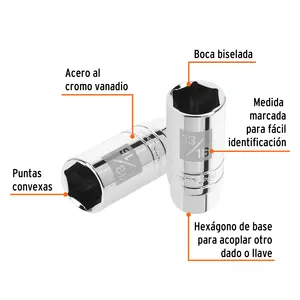 BOX 6 Douille pour bougie d'allumage 13/16'', 6 points, entraînement 3/8'', TRUPER - Product Image 2