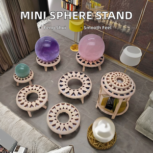 Mini soporte de esfera de madera estilo Feng Shui, estante de exhibición pulido para artesanías de madera de cristal de tamaño pequeño, cajas de madera, carteles de pared - Product Image 2