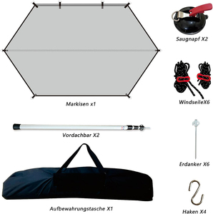 Auvent de protection solaire d'été gris de 2,5 m pour SUV, camping-car, caravane, bus, en tissu Oxford avec profilés en alliage d'aluminium et ventouses, <span class=keywords><strong>manuel</strong></span> - Product Image 3