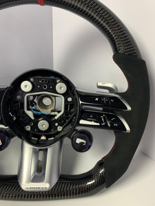 Volant de sport en cuir et fibre de carbone <span class=keywords><strong>Mercedes</strong></span> Gla X156 W205 W206 W176 W212 W204 W213 W219 W222 E63 G63 <span class=keywords><strong>Gt63</strong></span> 3/4 branches - Product Image 2