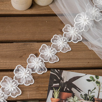 Personnalisé Blanc Perle Fleur Dentelle Ruban À Tricoter Dentelle Brodé Patchwork Fournitures De Couture Artisanat pour Robe